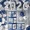 Graduation Party Decoration Class of 2026, 86PCS Blue & Silver Graduation Party Supplies High School College Grad Balloon Boxes with Letter, Foil Curtain, LED String Light, Balloon Garland Kit